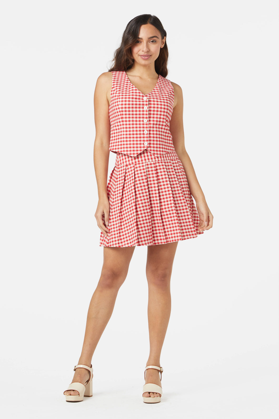 Princess Highway - Callie Check Vest - red