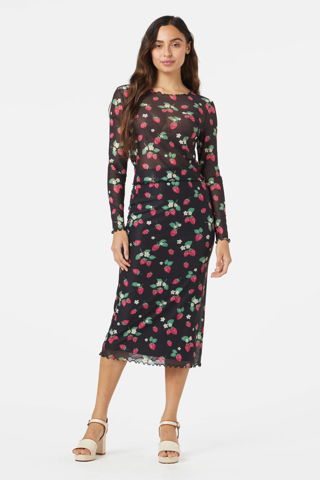 Princess Highway - Strawberry Mesh Top - black