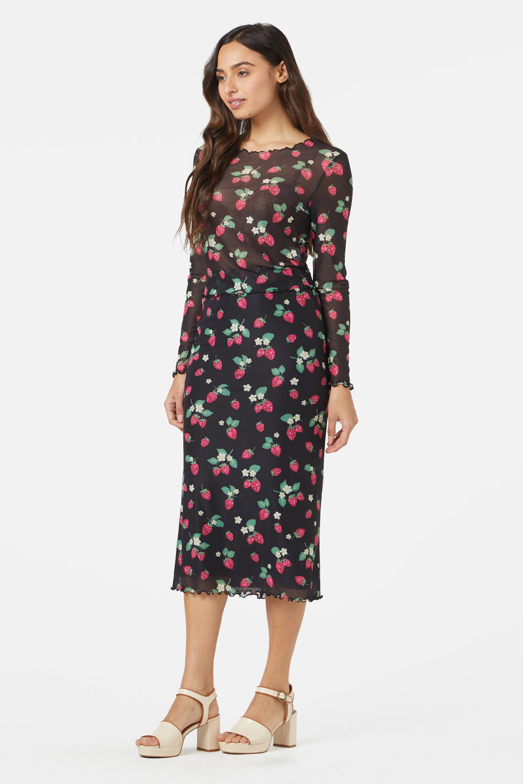 Princess Highway - Strawberry Mesh Top - black