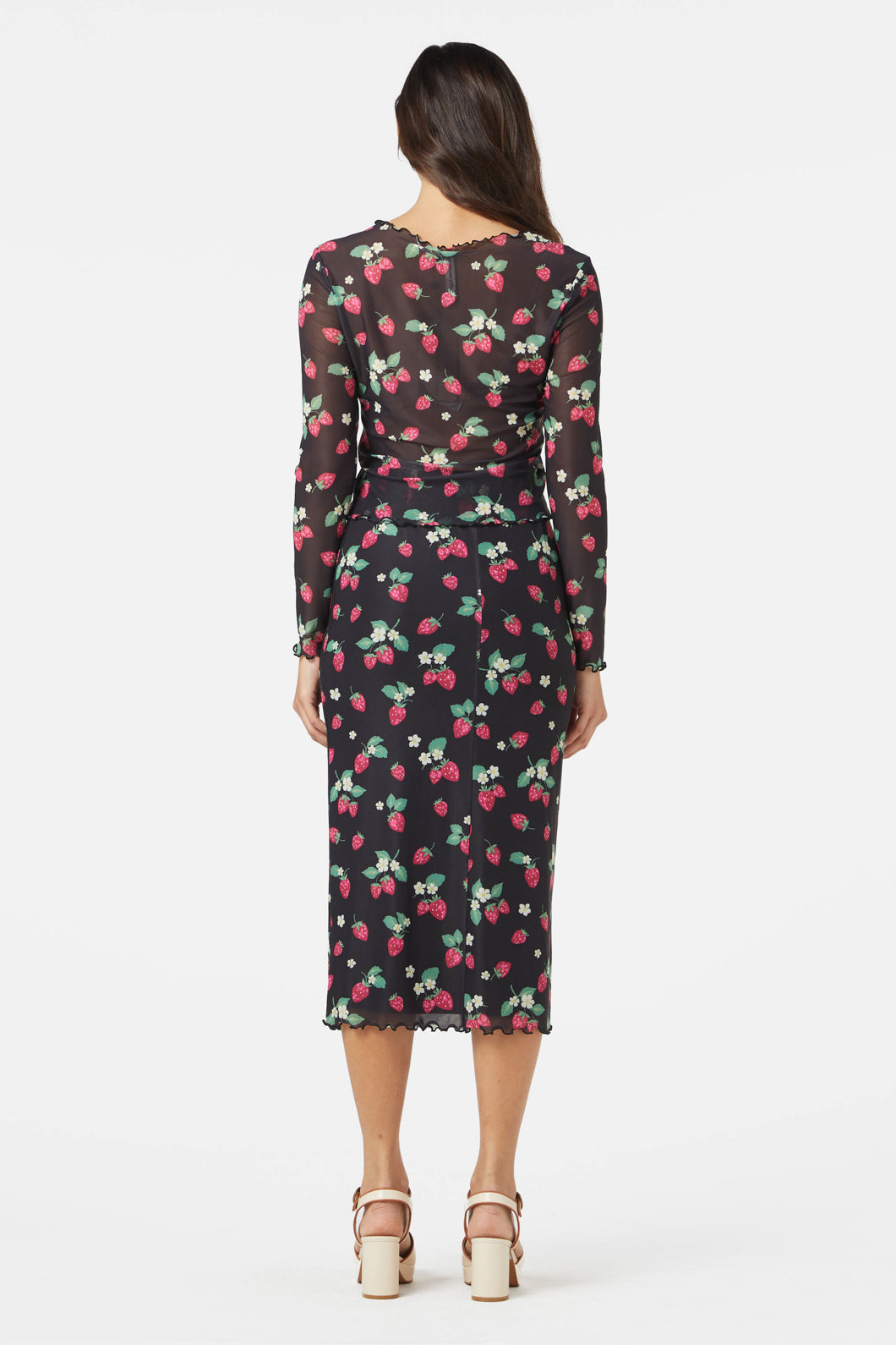 Princess Highway - Strawberry Mesh Top - black