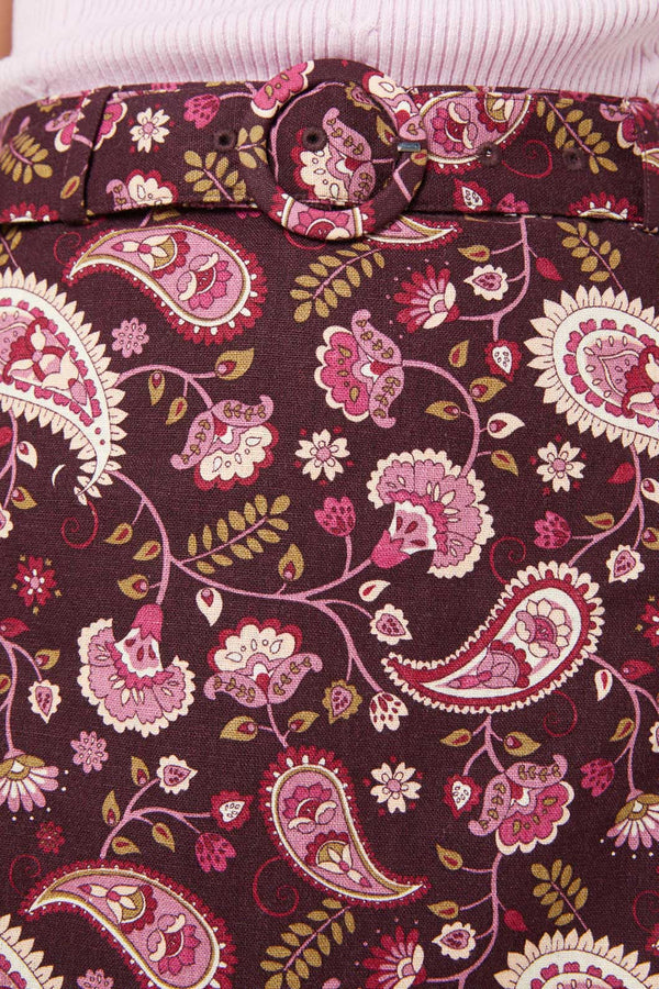 Princess Highway - Boho Paisley Skirt - plum