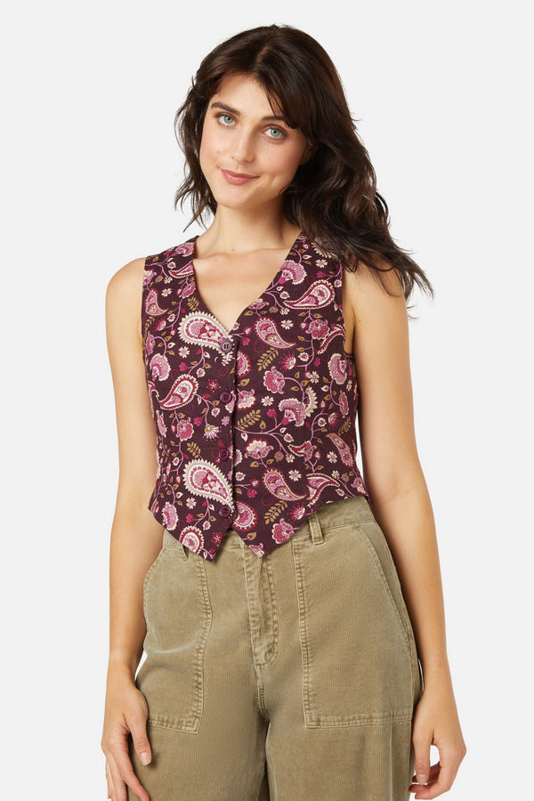 Princess Highway - Boho Paisley Vest - plum