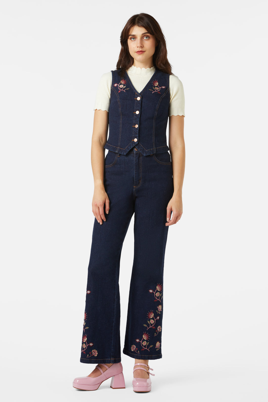 Princess Highway - Boho Paisley Emb Vest - dark-denim