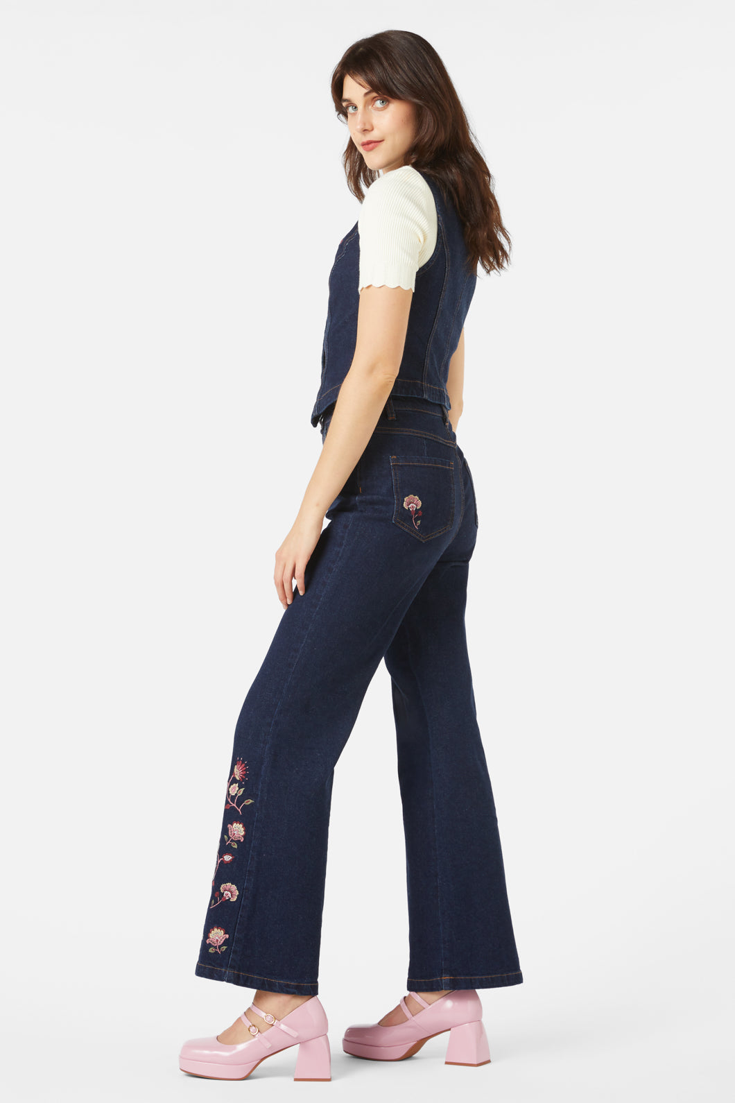 Princess Highway - Boho Paisley Emb Vest - dark-denim