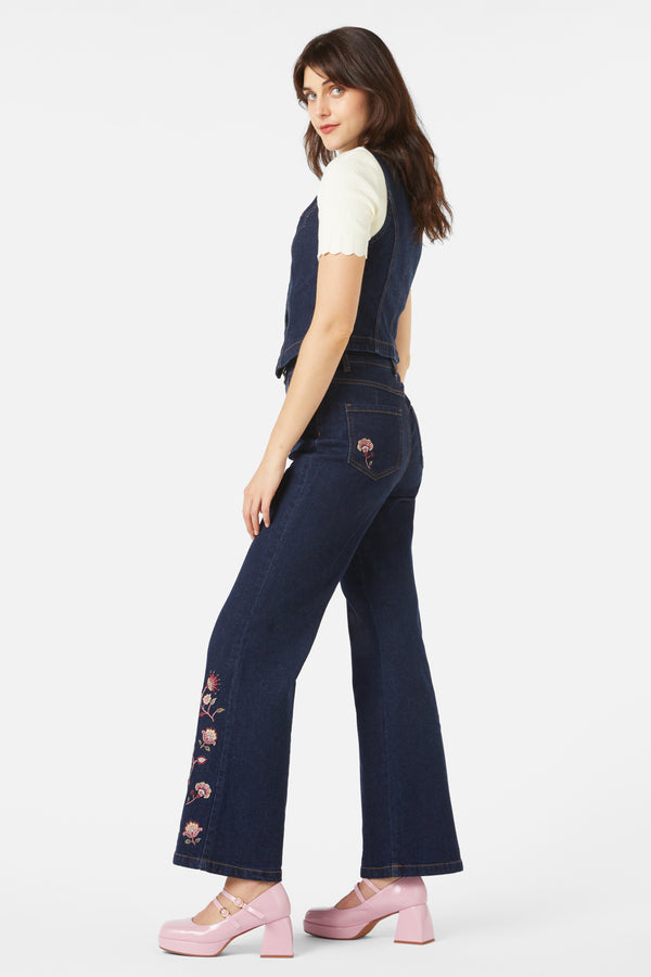 Princess Highway - Boho Paisley Emb Vest - dark-denim