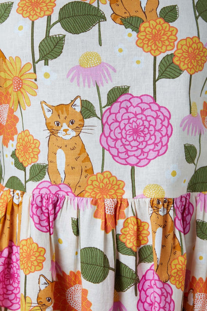 Princess Highway - Cute Cat Sleeveless Dress - cream