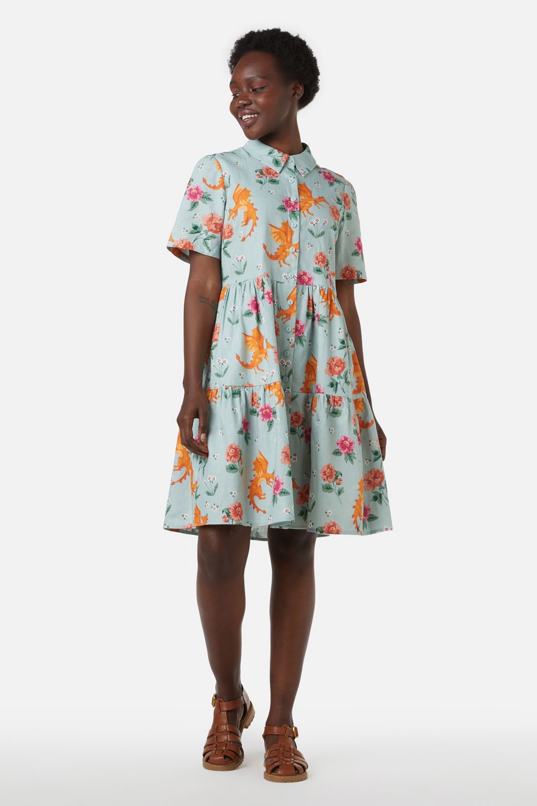 Princess Highway - Dragon Shirt Dress - green
