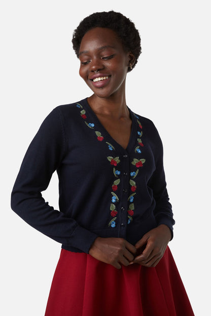 Princess Highway - Berry Sweet Emb Cardi - navy