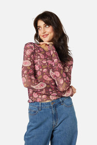 Princess Highway - Paisley Mesh Top - plum