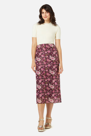 Princess Highway - Paisley Mesh Skirt - plum