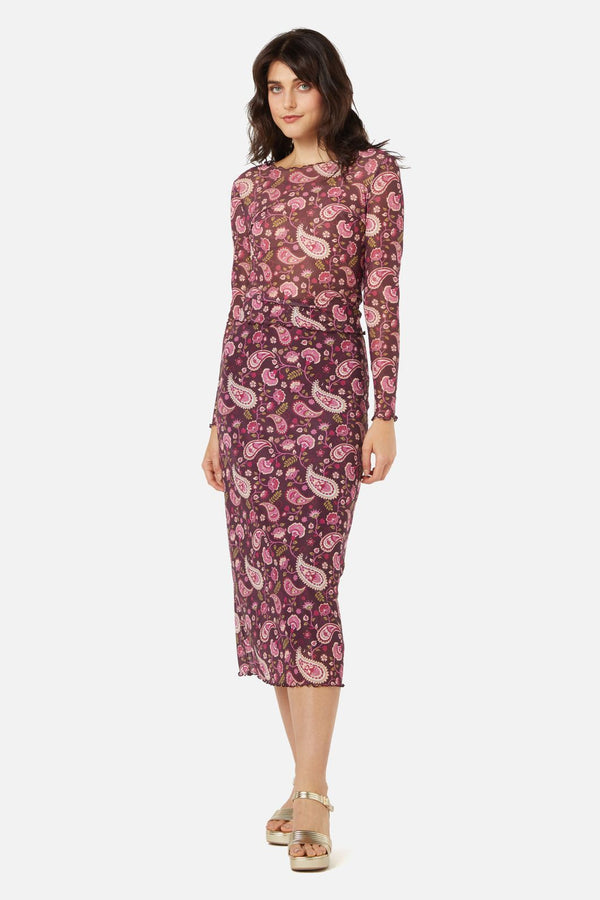 Princess Highway - Paisley Mesh Skirt - plum
