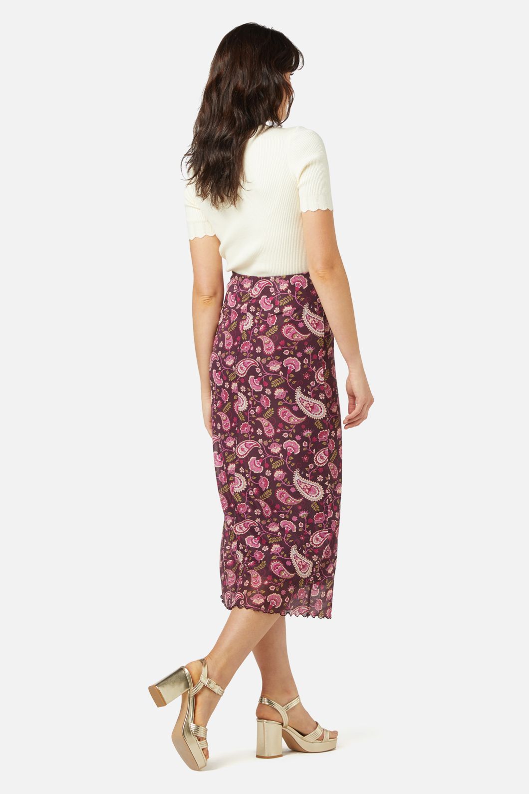 Princess Highway - Paisley Mesh Skirt - plum