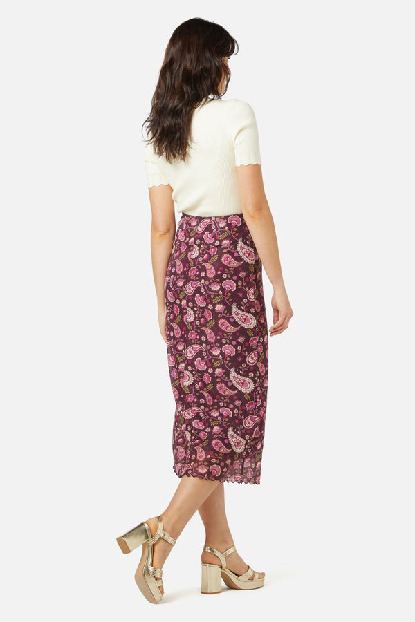 Princess Highway - Paisley Mesh Skirt - plum
