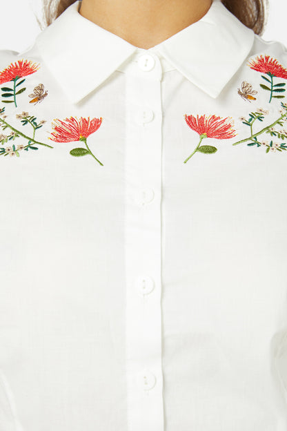 Princess Highway - NZ Flora Emb Blouse - cream