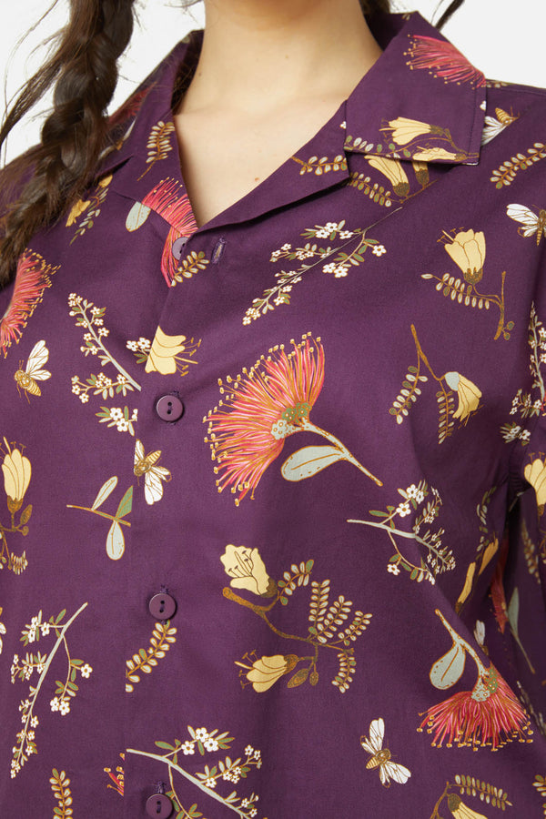 Princess Highway - NZ Flora Shirt - plum