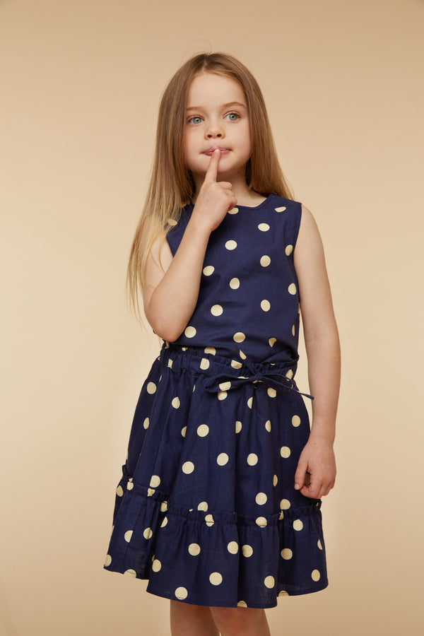 Princess Highway Kids - Primrose Spot Twirly Skirt - navy