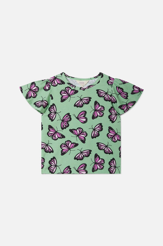 Princess Highway Kids - Flutter Kids Frill Tee - green