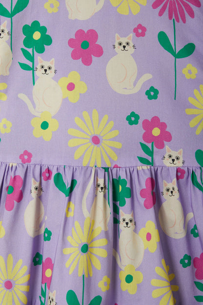Princess Highway Kids - Cat Flower Kids Dress - lilac