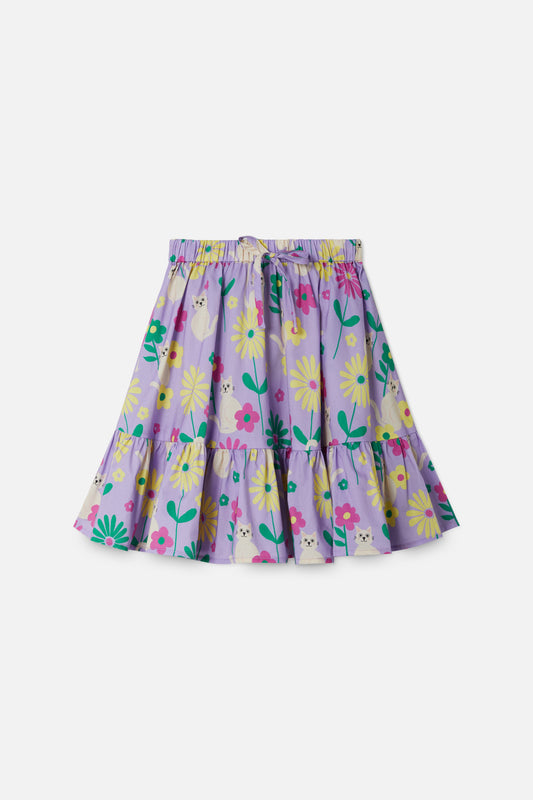 Princess Highway Kids - Cat Flower Kids Skirt - lilac