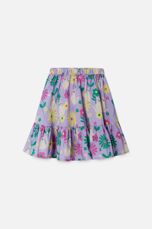 Princess Highway Kids - Cat Flower Kids Skirt - lilac