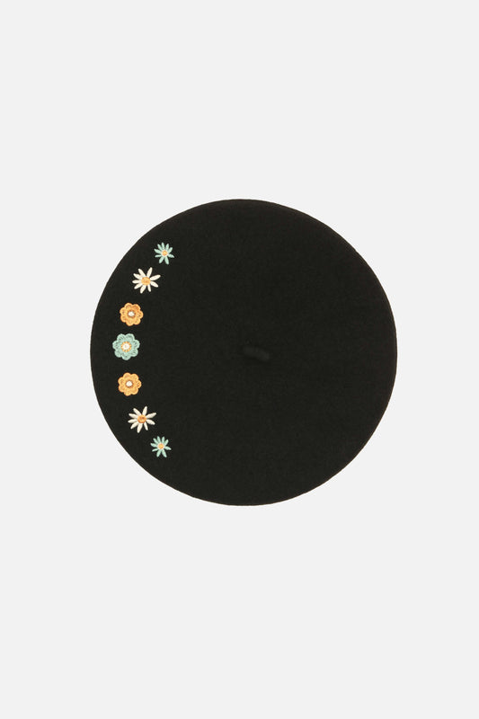 Princess Highway - Sally Embroidered Beret - black