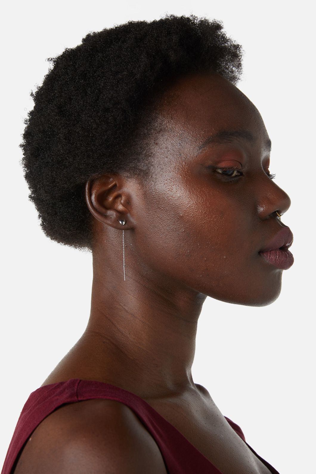 Princess Highway - Heart Thread Through Earrings - silver