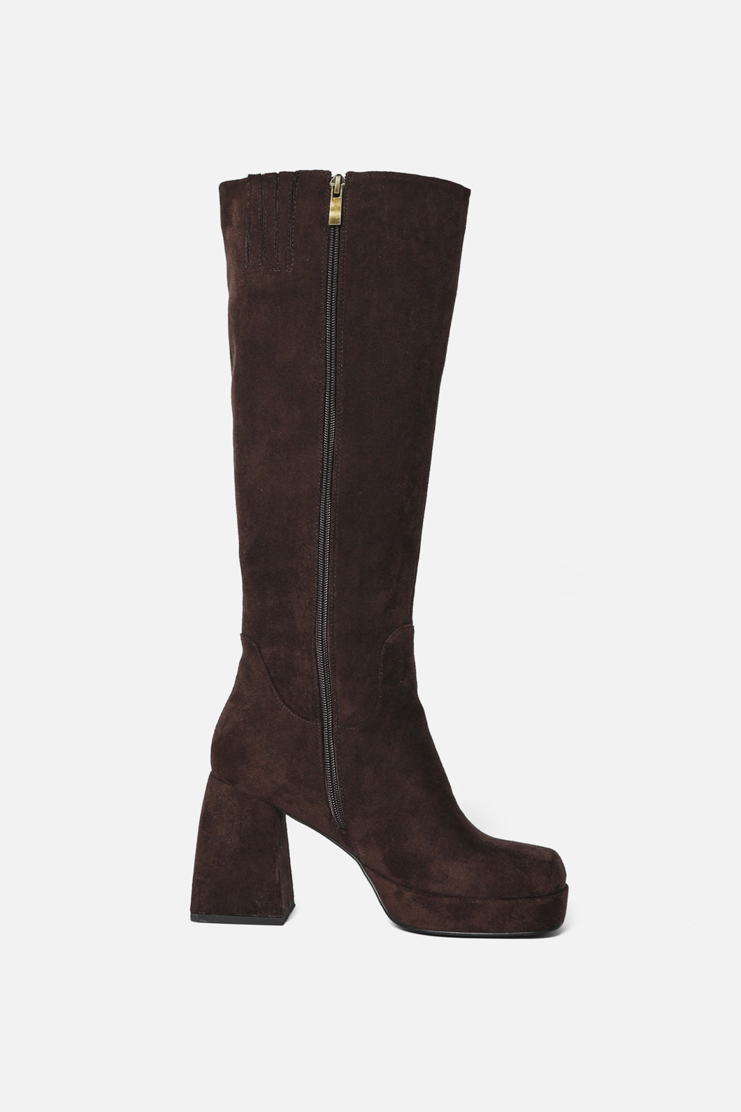 Princess Highway - Suede Look Knee High Boot - chocolate