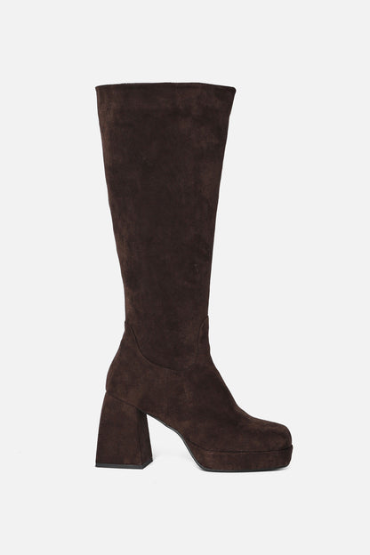 Princess Highway - Suede Look Knee High Boot - chocolate