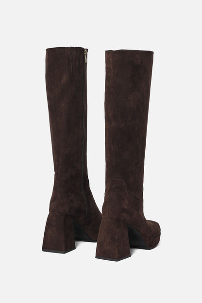 Princess Highway - Suede Look Knee High Boot - chocolate