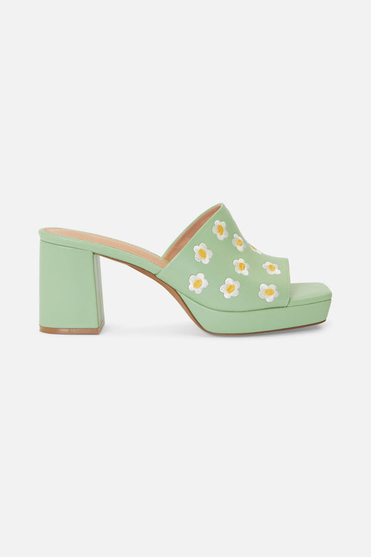 Princess Highway - Daisy Embroidered Slide - mint
