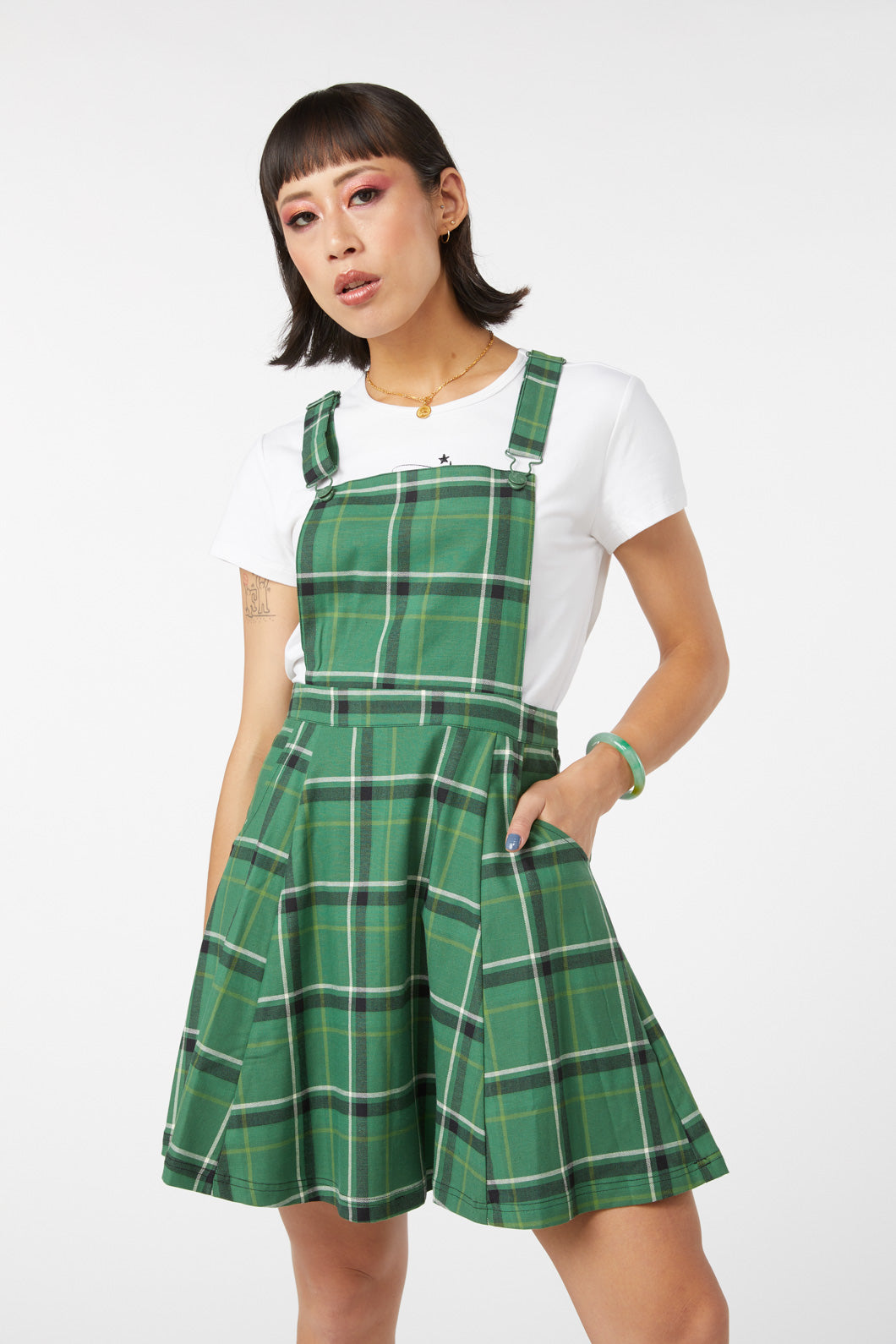 Green hot sale tartan pinafore