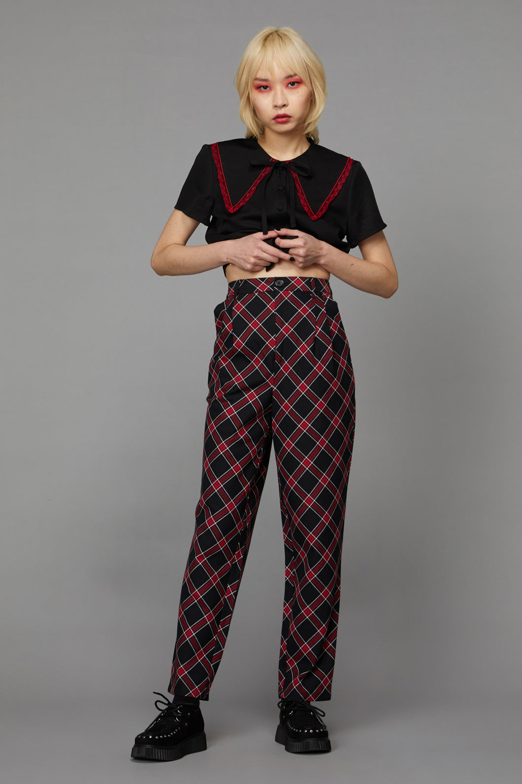 90s Red Plaid Pants