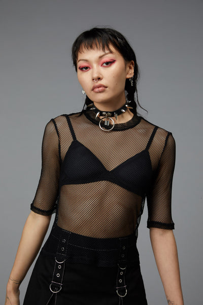 black fishnet top
