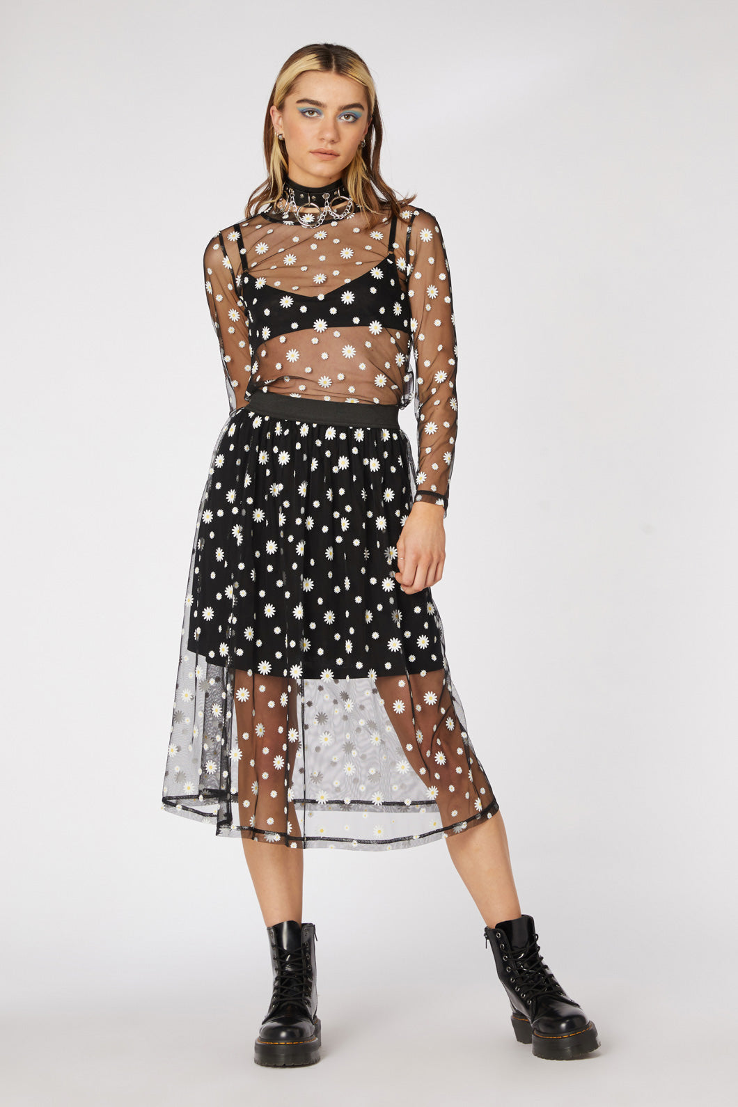 Sheer midi cheap skirt