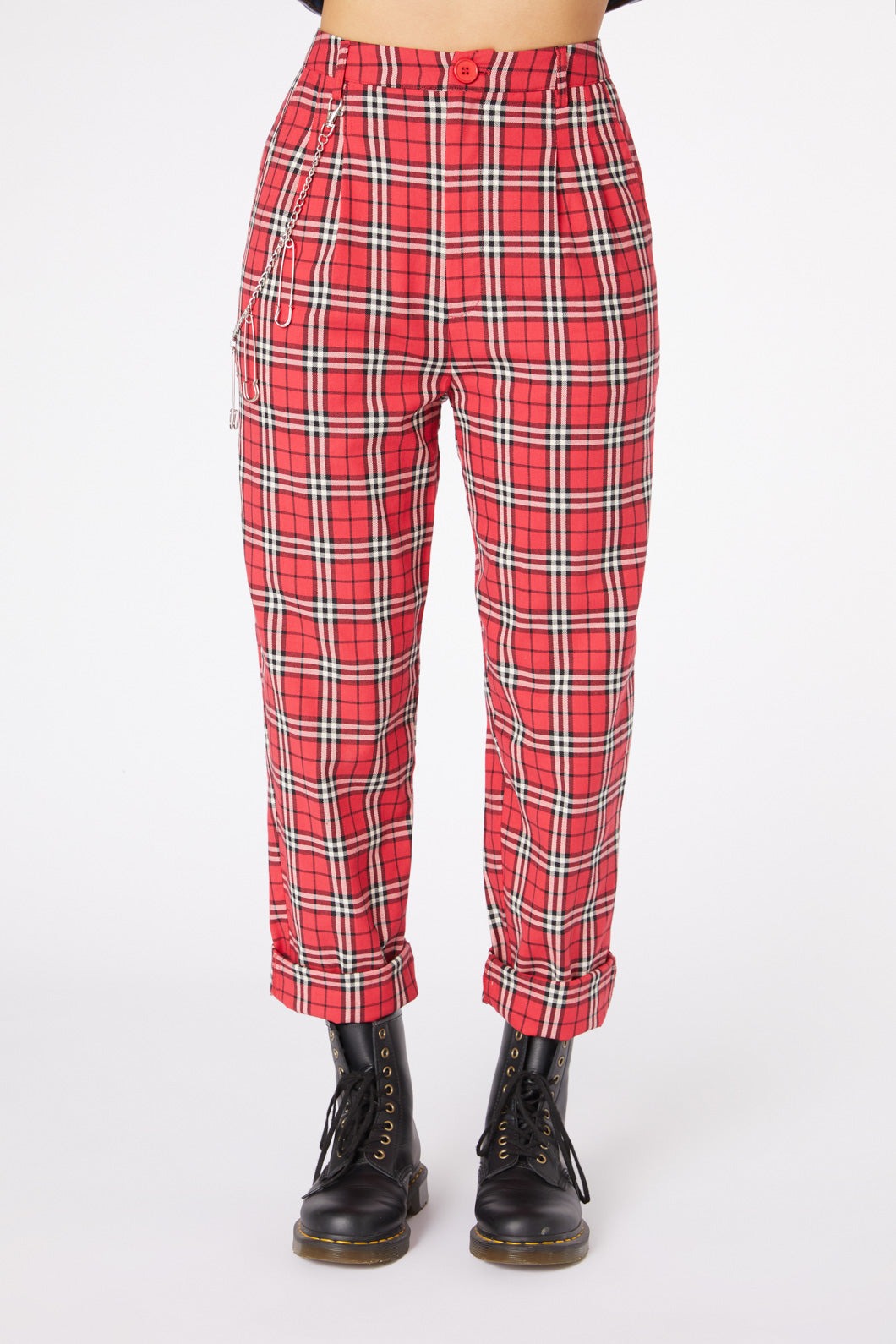 Buy ELLE Womens 2 Pocket Checked Trousers | Shoppers Stop