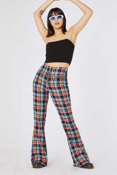 Rainbow Tartan Flare Pant