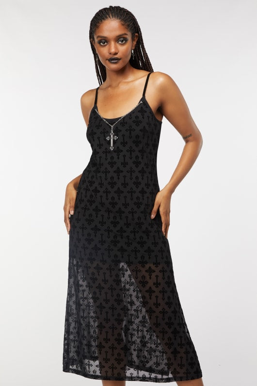 Black mesh 2025 slip dress