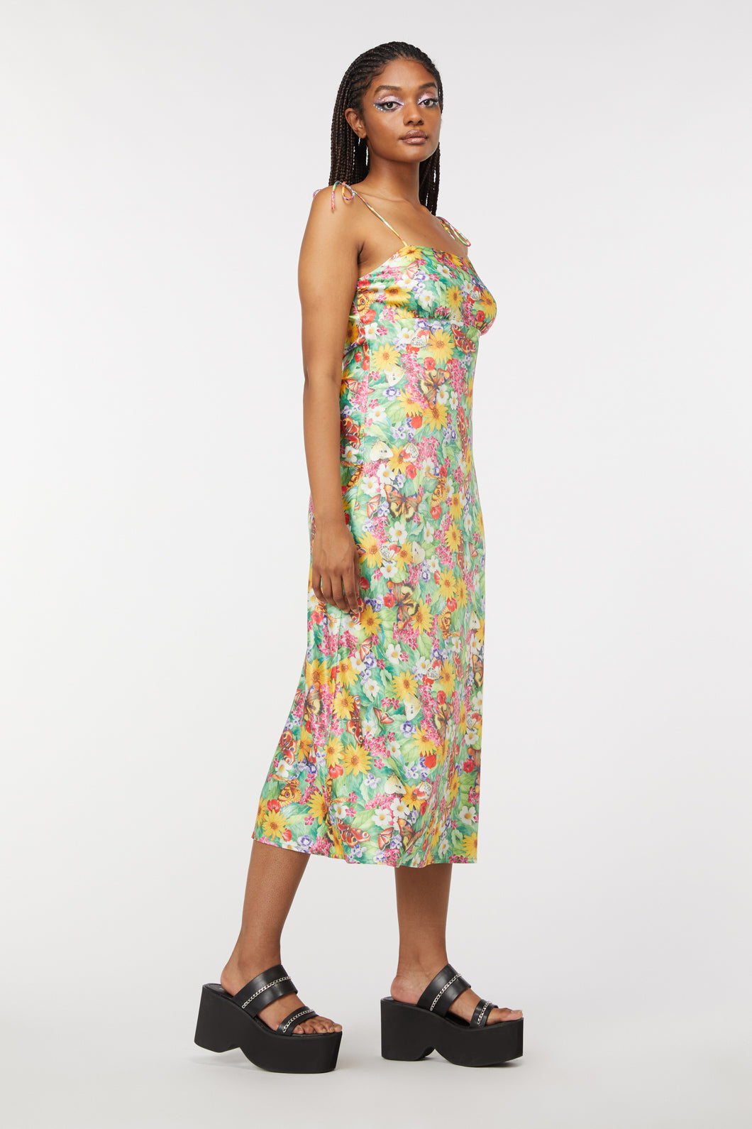 Floral silk clearance slip dress