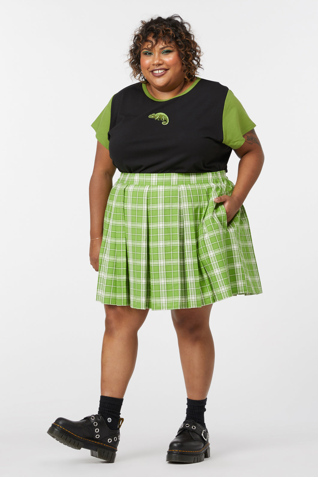 Green Plaid Skirt Plus Size Green Plaid Full Skirt Midi Green