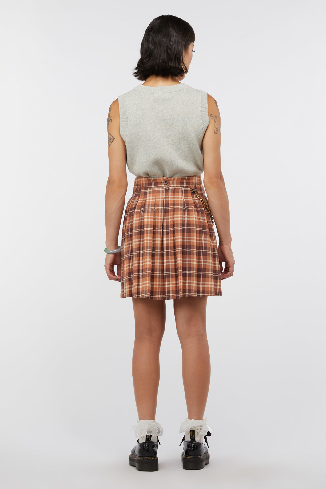 Brown plaid hotsell skirt in store